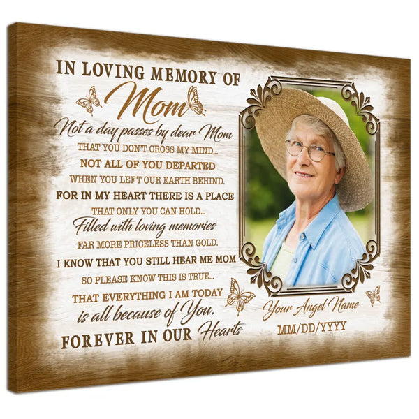 Personalized Canvas Prints Custom Name And Upload Photo - Sympathy Loss Of Mother Remembrance Mother In Heaven Poem, Love Mom Dem Canvas