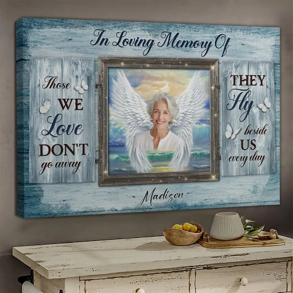 Personalized Canvas Prints, Custom Photos, Remembrance Gift, In Loving Memory, Gift For Sympathy Angel Wings Wall Art  Dem Canvas