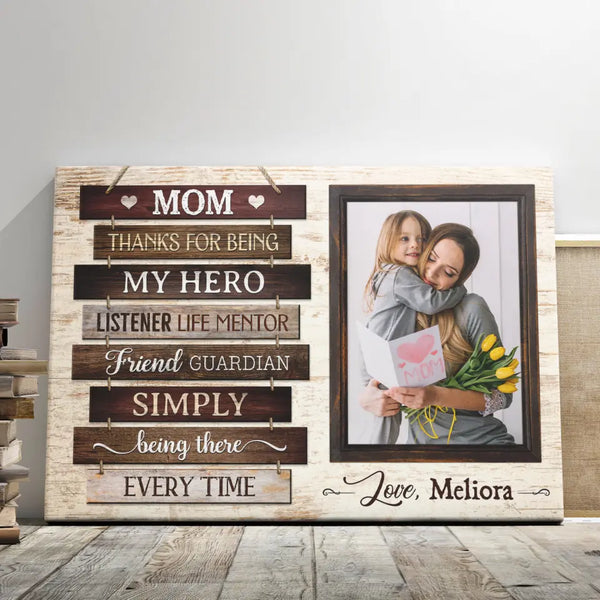 Mother's Day Personalized Gifts - Personalized Canvas Prints - Mom Thanks For Being My Hero