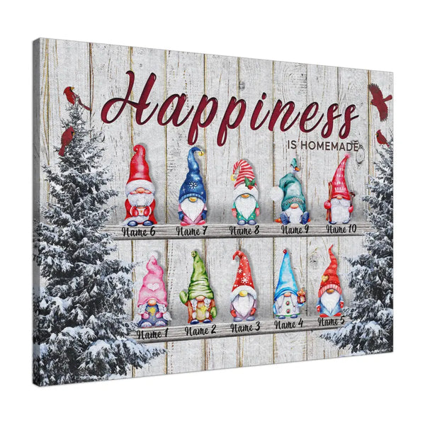 Personalized Canvas Prints Custom Name - Christmas Gnomies Happiness Is Homemade Dem Canvas