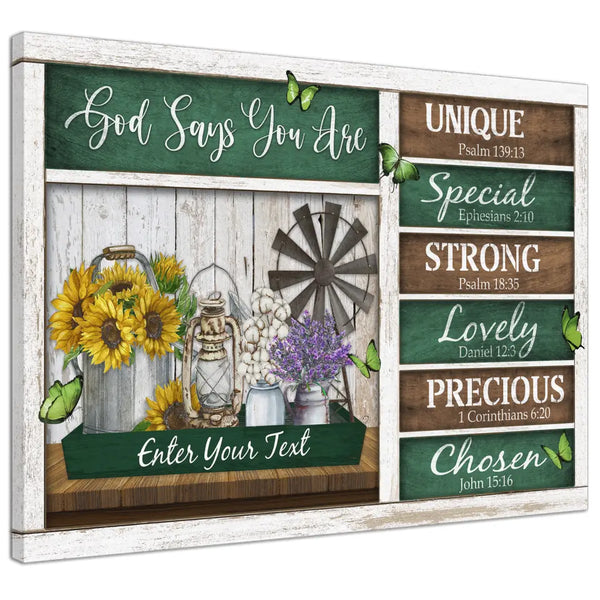 Personalized Canvas Prints Custom Text - God Says You Are For Birthday, Happy Birthday, Farmhouse Style Dem Canvas