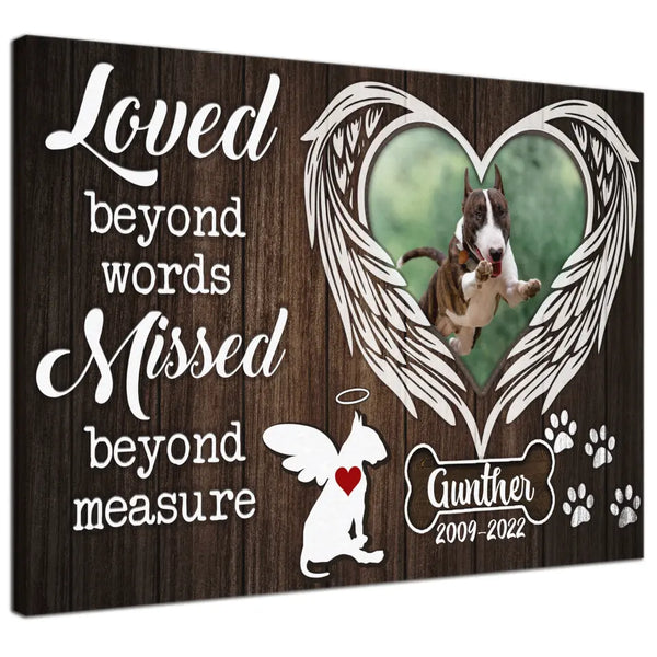 Personalized Canvas Prints Name And Date, Custom Dog Breeds Silhouettes - Loved Beyond Words Missed Beyond Measure, Forever In My Heart Dem Canvas