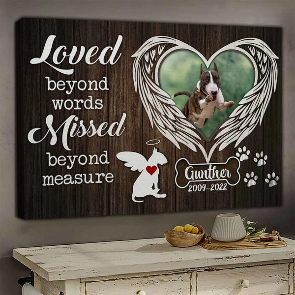 Personalized Canvas Prints Name And Date, Custom Dog Breeds Silhouettes - Loved Beyond Words Missed Beyond Measure, Forever In My Heart Dem Canvas