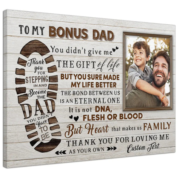 Personalized Canvas Prints Custom Name And Upload Photo - Best Bonus Dad Fathers Day, Love Dad Dem Canvas