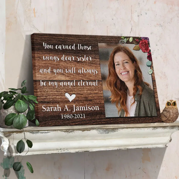 Personalized Canvas Prints Custom Photo And Name - Sister Memorial Daughter Sister Aunt Loss,  Remembrance Dem Canvas