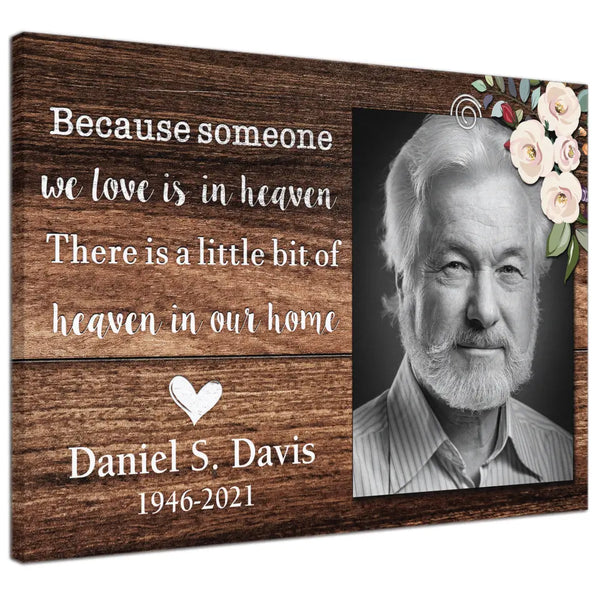Personalized Canvas Prints Custom Photo And Name - Grandpa Loss, Heaven In Our Home Grandpa Memorial, Dad Loss Dem Canvas