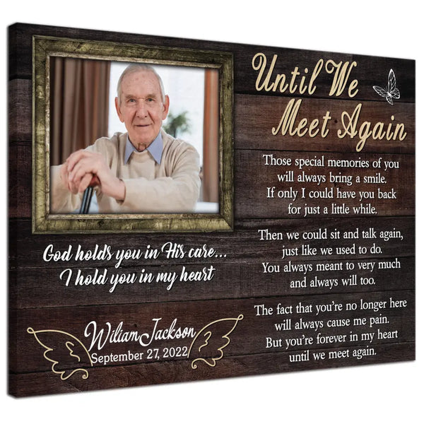 Personalized Canvas Prints Custom Name And Photo, Sympathy Gift, Memorial Gift, Remembrance Gift, Until We Meet Again Dem Canvas