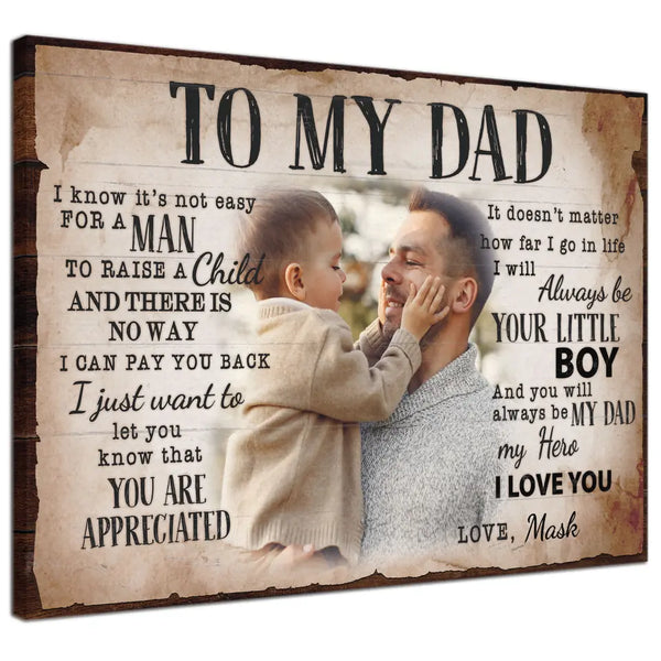 Personalized Canvas Prints, Custom Photo And Name, Gift For Dad, Father's Day Gift, Love Dad, To My Dad Dem Canvas