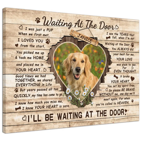 Personalized Canvas Prints, Custom Photo And Name, Sympathy Gifts, Remembrance Gifts, Love Dog, Waiting At The Door Dem Canvas