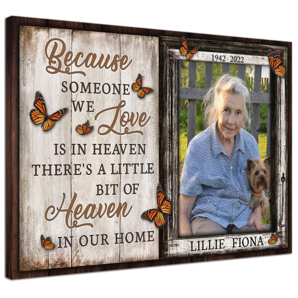 Personalized Canvas Prints, Custom Photo And Name, Memorial Gift, Sympathy Gifts, Because Someone We Love Dem Canvas