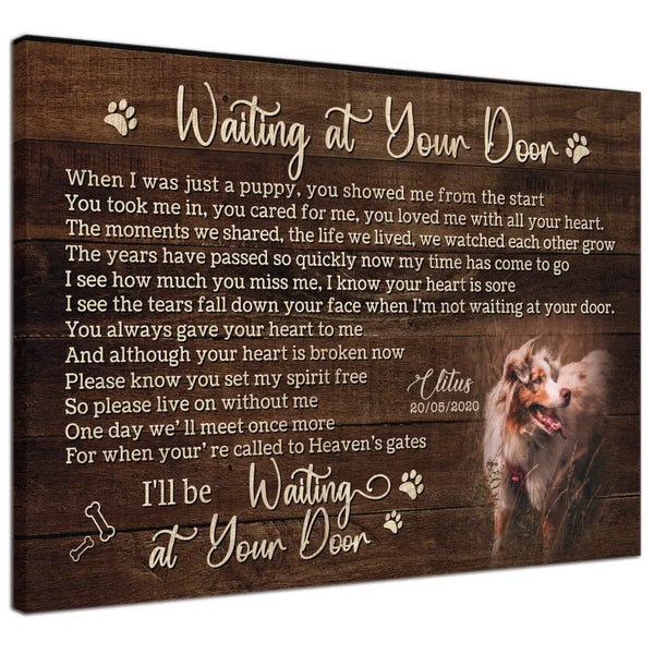 Personalized Photo Canvas Prints, Dog Loss Gifts, Pet Memorial Gifts, Dog Sympathy, Waiting At Your Door Dem Canvas