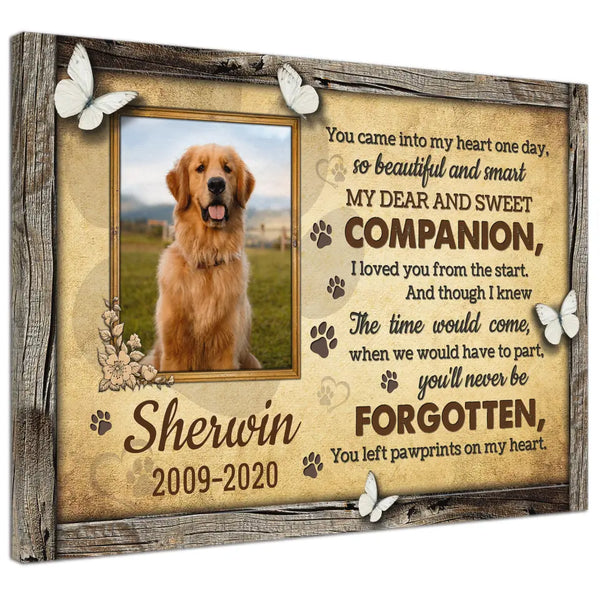 Personalized Photo Canvas Prints, Choose Quote Dog Loss Gifts, Pet Memorial Gifts, Dog Sympathy, You Left Pawprints On My Heart Dem Canvas