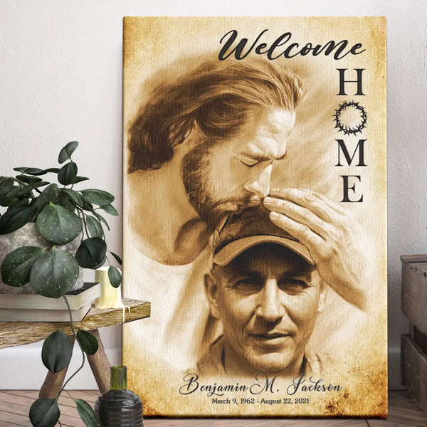 Custom Canvas Prints, God Sympathy Gifts, Jesus Memorial Gift, Remembrance Gifts, Bereavement Gift, Welcome Home Jesus Canvas