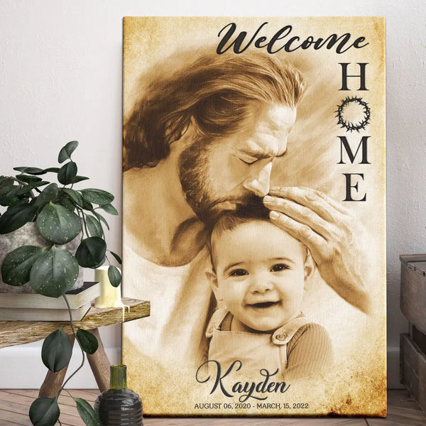 Personalized Canvas Prints, Custom Photo, Memorial Gift, Baby Boy Loss Gift, Baby Loss Gift, Welcome Home, Safe In The Arms Of Jesus Dem Canvas