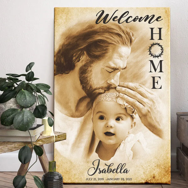 Personalized Canvas Prints, Custom Photo Memorial Gift, Baby Girl Loss Gift, Baby Loss Gift, Welcome Home, Safe In The Arms Of Jesus Dem Canvas