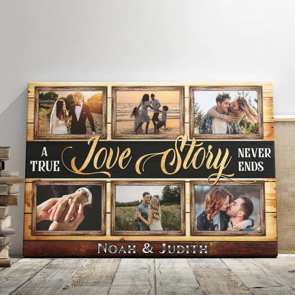 Personalized Canvas Prints, Custom Photo, Gift For Couple, Anniversary Gift For Husband and Wife, A True Love Story Dem Canvas