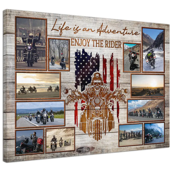 Personalized Canvas Prints, Custom Photo, Gifts For Husband, For Dad, For Boyfriend, Life Is An Adventure Enjoy The Rider Dem Canvas