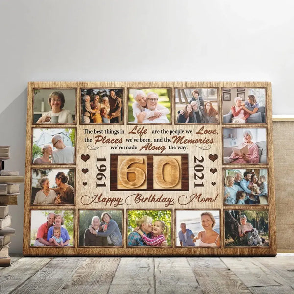 Personalized Canvas Prints, Custom Photo, Unique 60th Birthday, Gifts For Her, Photo Collage, Gift For Mom  Dem Canvas