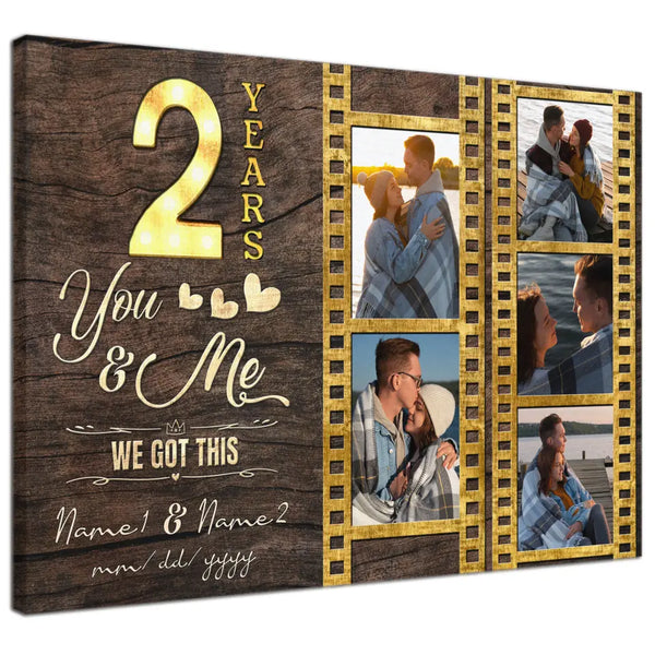 Personalized Canvas Prints, Custom Photo, Gifts For Couples, 2nd Anniversary Gifts For Husband And Wife, 2 Years You And Me We Got This Dem Canvas