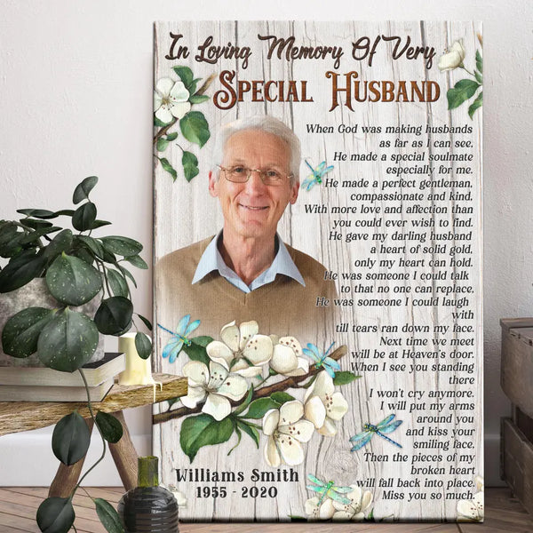Personalized Canvas Prints, Custom Photo, Sympathy Gifts, Remembrance Gifts, Bereavement Gifts, In Loving Memory Of Very Special Husband Dem Canvas