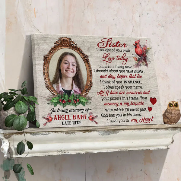 Personalized Canvas Prints, Upload Photo And Name, Memorial Gifts For Loss Of Sister, Memorial Gift, I Thought Of You Dem Canvas