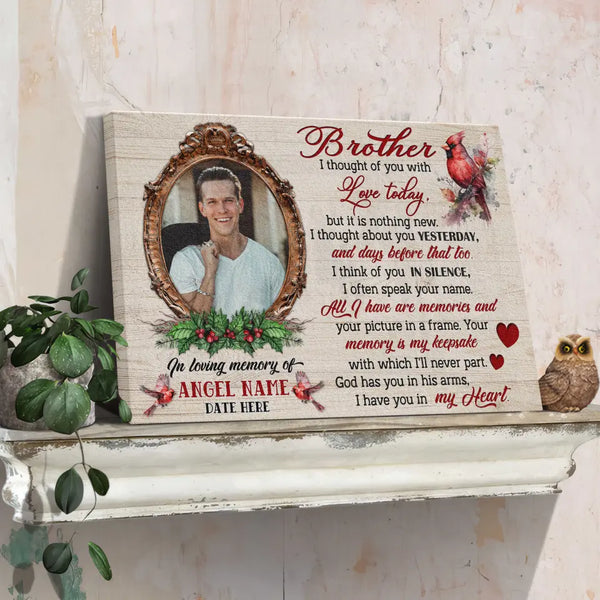 Personalized Canvas Prints, Upload Photo And Name, Memorial Gifts For Loss Of Brother, Memorial Gift, I Thought Of You Dem Canvas