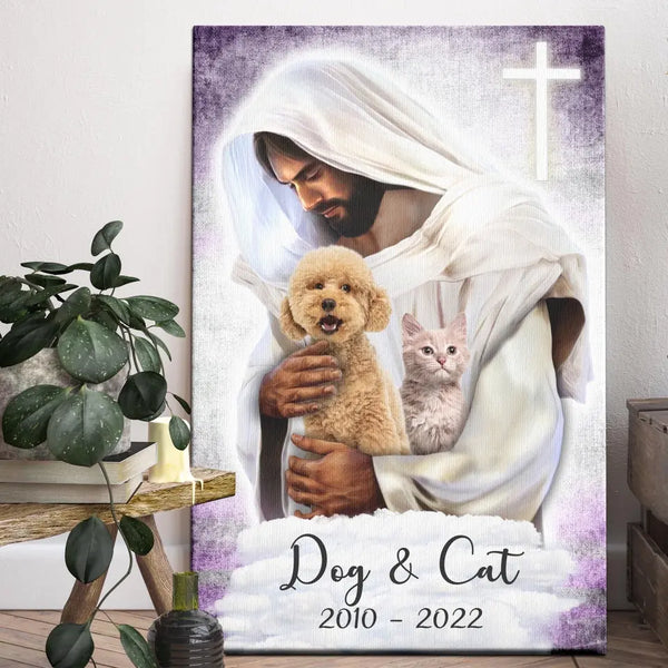 Personalized Photo Canvas Prints, Dog Loss Gifts, Pet Memorial Gifts, Dog Sympathy, Love Pet, Safe In His Arms Of Jesus Dem Canvas