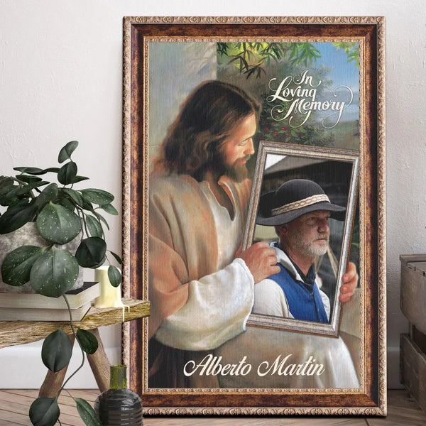 Personalized Canvas Prints Custom Name And Photo, Sympathy Gift, Jesus Memorial Gift, Remembrance Gift, Bereavement Gift, In Loving Memory Dem Canvas
