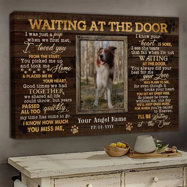 Personalized Photo Canvas Prints, Dog Loss Gifts, Pet Memorial Gifts, Dog Sympathy, Waiting At The Door Dem Canvas