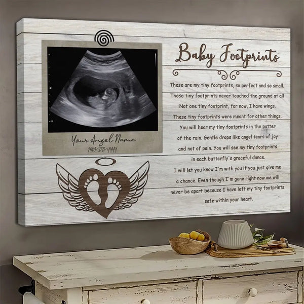 Personalized Canvas Prints, Custom Photo, Sympathy Gifts, Remembrance Gifts For Infant Loss Gift For Pregnancy Loss, Baby Footprints Dem Canvas