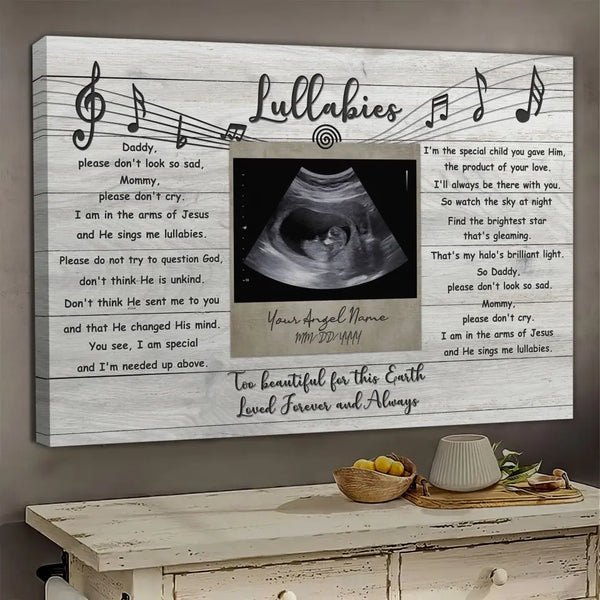 Personalized Canvas Prints, Custom Photo, Sympathy Gifts, Remembrance Gifts For Infant Loss Gift For Pregnancy Loss Baby, Lullabies Song Dem Canvas