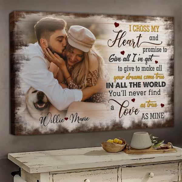 Personalized Canvas Prints, Custom Photo, Anniversary Gifts, Couple Gifts, Anniversary Gifts, I Cross My Heart Dem Canvas