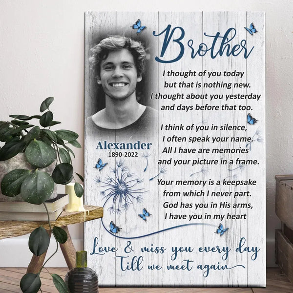 Personalized Canvas Prints, Upload Photo And Name, Memorial Gifts For Loss Of Brother, Memorial Gift, Love And Miss You Every Day Dem Canvas