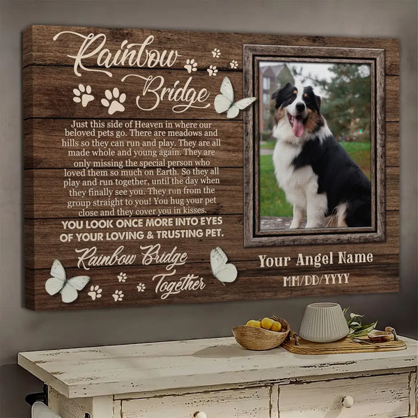 Personalized Photo Canvas Prints, Dog Loss Gifts, Pet Memorial Gifts, Dog Sympathy, Rainbow Bridge Together Dem Canvas