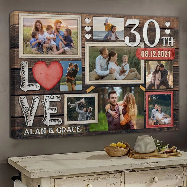 Personalized Canvas Prints, Custom Photo, Gifts For Couples, 30th Anniversary Gifts For Husband And Wife, Love 30th Anniversary Dem Canvas