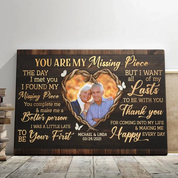 Personalized Canvas Prints, Custom Photo, Best Anniversary Gift Idea For Couple, Couple Gift, You Are My Missing Piece Dem Canvas