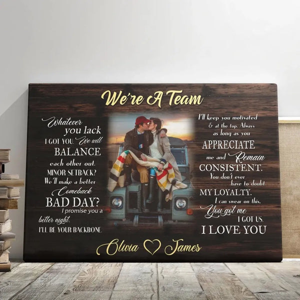 Personalized Canvas Prints Custom Photo, Anniversary Gifts, Couple Gifts, We're A Team Dem Canvas