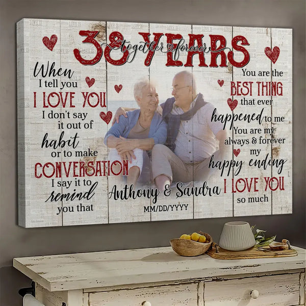 Personalized Photo Canvas Prints, Gifts For Couples, Happy 38th Anniversary Gift For Husband And Wife, Together And Forever When I Tell You Dem Canvas