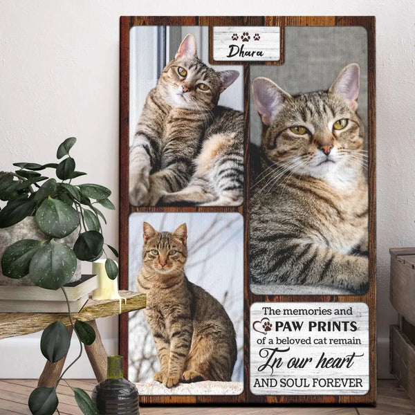 Personalized Canvas Prints Custom Photo, Cat Memorial Gift, Cat Memorial With Photo Collage Cat Loss Gift Custom Pet Portrait Dem Canvas