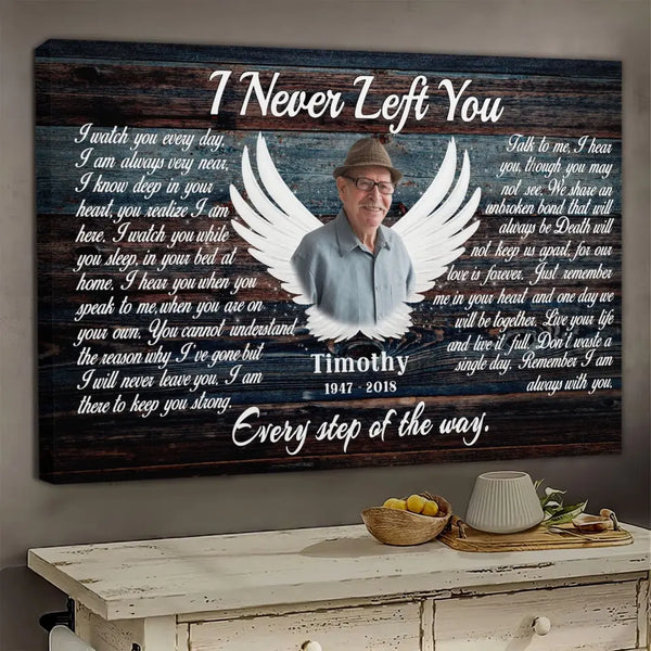 Personalized Canvas Prints, Custom Photo, Memorial Gifts, Sympathy Gifts, Angel Wings I Never Left You Love Dem Canvas