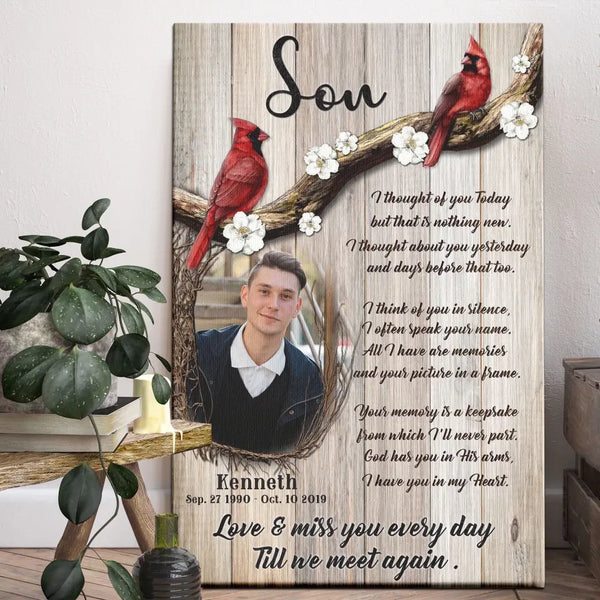 Personalized Photo Canvas Prints, Memorial Gifts, Loss Of Son, Sympathy Son, Love And Miss You Every Day Dem Canvas