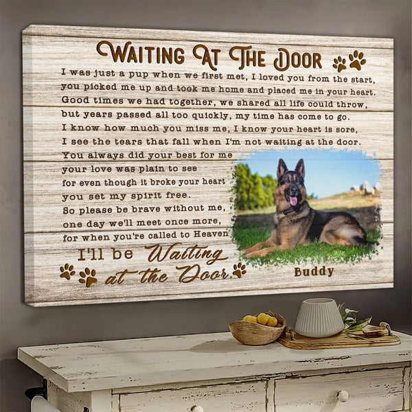 Personalized Photo Canvas Prints, Dog Loss Gifts, Pet Memorial Gifts, Dog Sympathy, Waiting At The Door Dem Canvas
