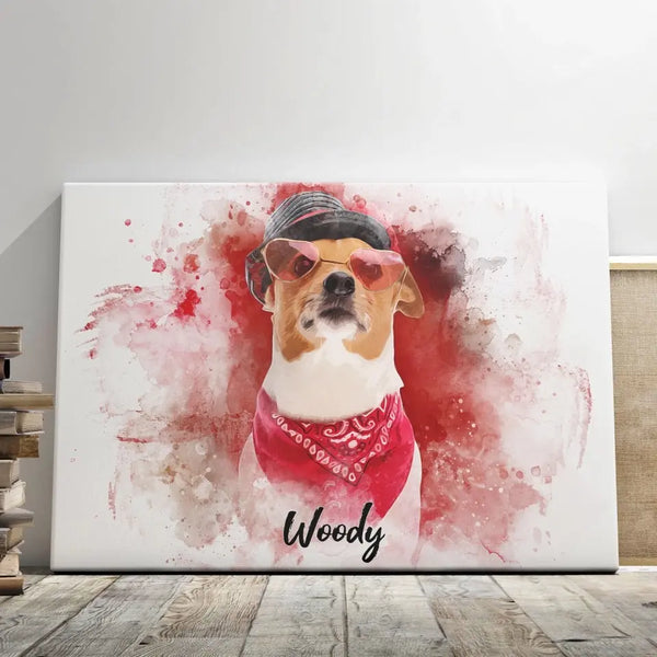 Personalized Canvas Prints Custom Watercolor Pet Portrait, Watercolor Dog Portrait Painting of Dog, Painting from Photo, Pet Memorial Dem Canvas