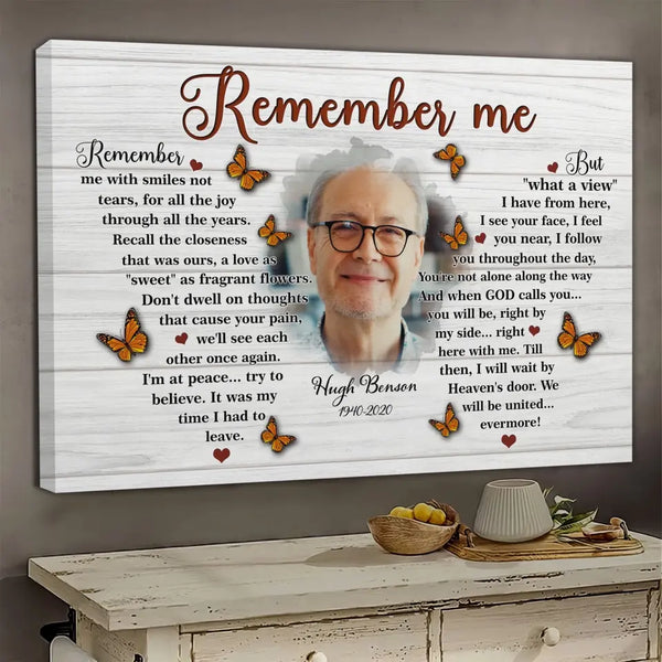 Dem Canvas - Personalized Canvas Prints, Custom Photo, Sympathy Gifts, Memorial Gift, Beautiful Butterfly Remember Me