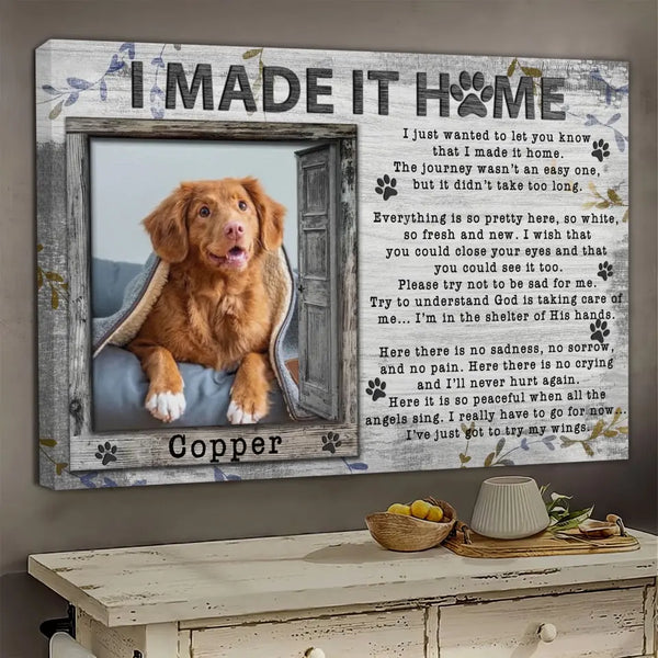 Personalized Canvas Prints, Custom Photo And Name, Pet Loss Gifts, Dog Memorial Gifts, Love Dog, I Made It Home Dem Canvas