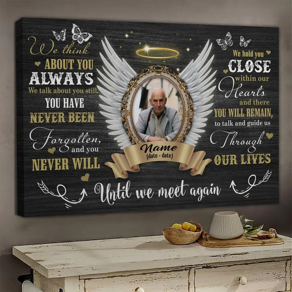 Personalized Canvas Prints, Custom Photo, Sympathy Gifts, Memorial Gifts, Angel Wings Until We Meet Again Dem Canvas
