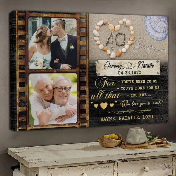Personalized Canvas Prints, Custom Photo, Gifts For Couples, Anniversary Gifts For Husband And Wife, Wedding 40th Anniversary Coastal Style Dem Canvas