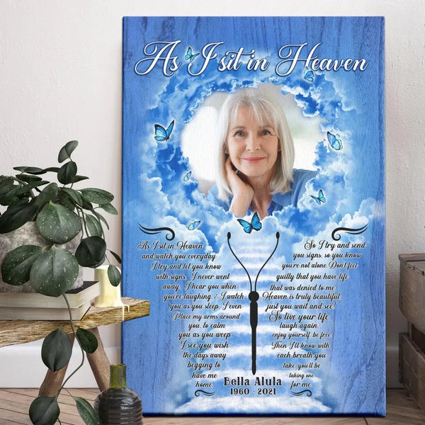 Personalized Canvas Prints, Custom Photo, Sympathy Gifts, Loss Of Mother, Memorial Gifts, As I Sit In Heaven Dem Canvas