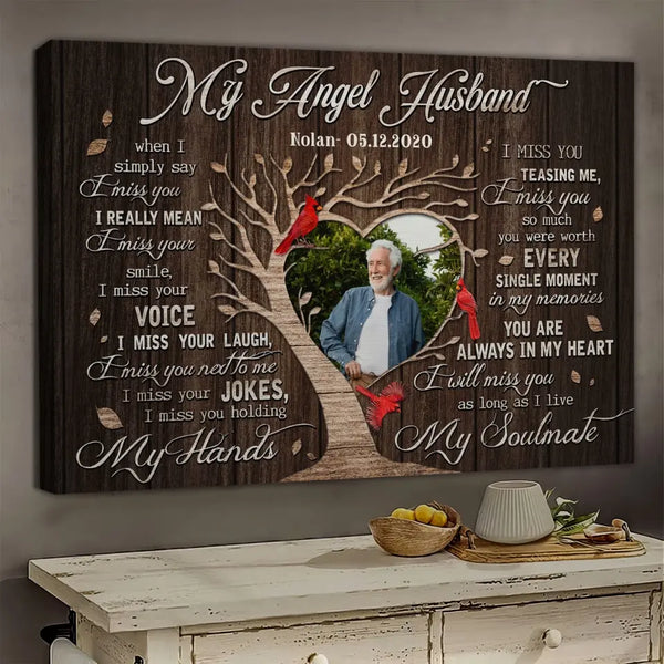 Personalized Canvas Prints, Custom Photo, Gifts For Memorial, Loss Husband, Memorial My Angel Husband Dem Canvas