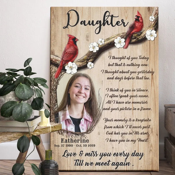 Personalized Photo Canvas Prints, Memorial Gifts, Loss Of Daughter, Sympathy Daughter, Love And Miss You Every Day Dem Canvas